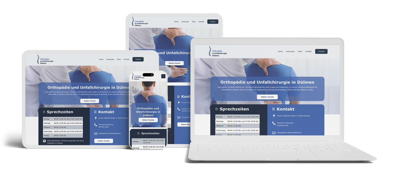 Website Webdesign Praxis Orthopäde